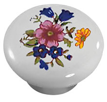 Porcelænsknop hvid med deko Ø32 mm 2 stk.